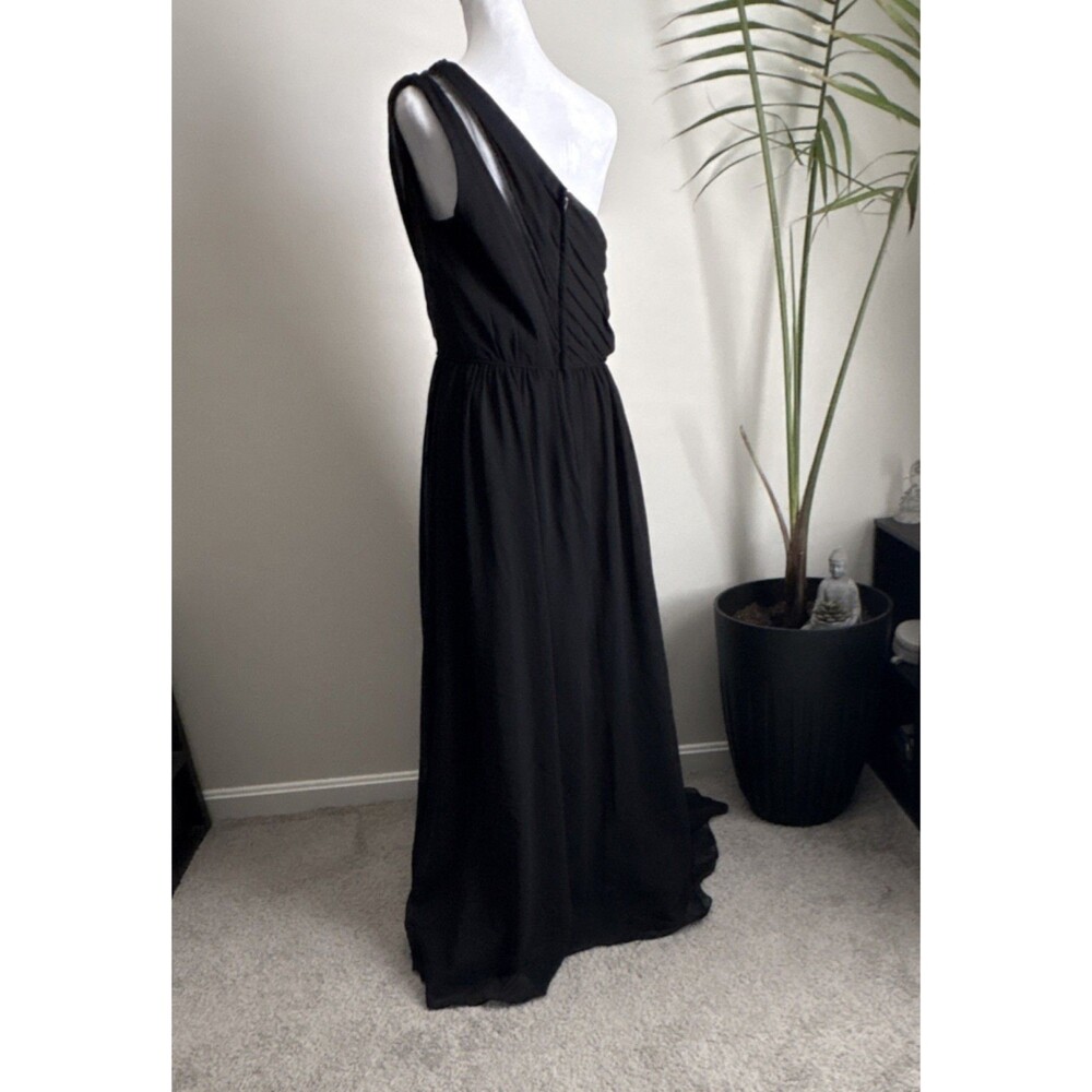 Alfred Angelo Black Chiffon One Shoulder Bridesmaid Dress Size 12 Regular - Picture 3 of 9